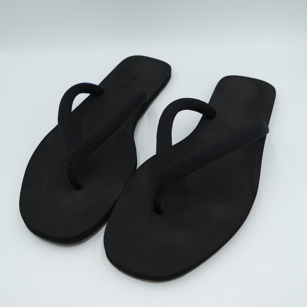 Rothy's The Flip Flop Black Solid Knit Strap Sustainable Thong Sandals Womens 10